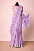 Plain Lilac Linen Saree