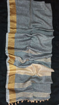 Plain Ash Grey Linen Saree