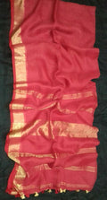 Plain Red Linen Saree