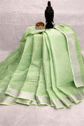 Pastel Green Linen Tissue Saree