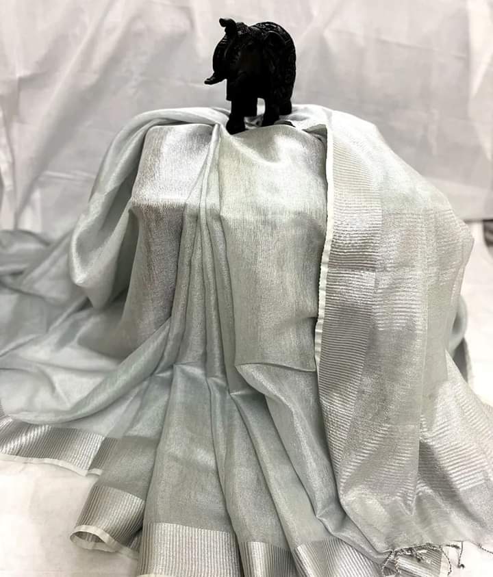 Silver Linen Tissue Saree