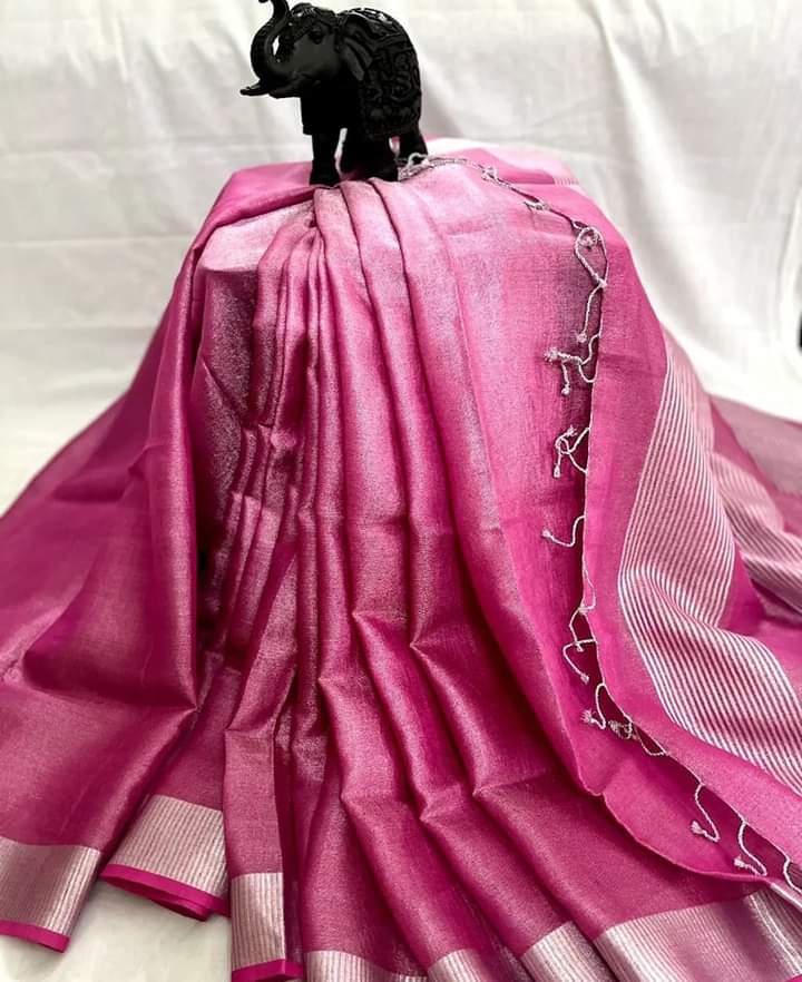 Raddish Pink Linen Tissue Saree