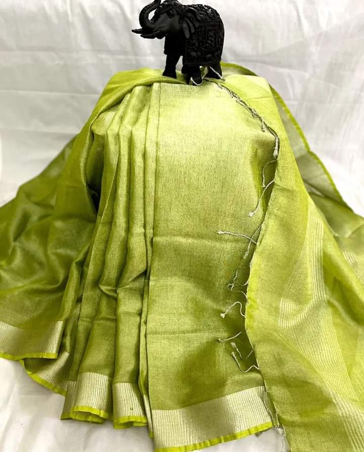 Green Linen Tissue Saree