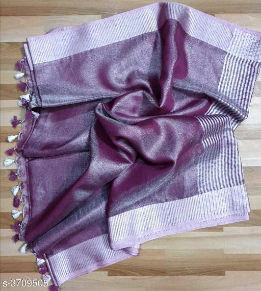Violet Tissue Linen Saree