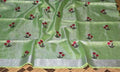 Pastel Green Linen Tissue Saree with Embroidery