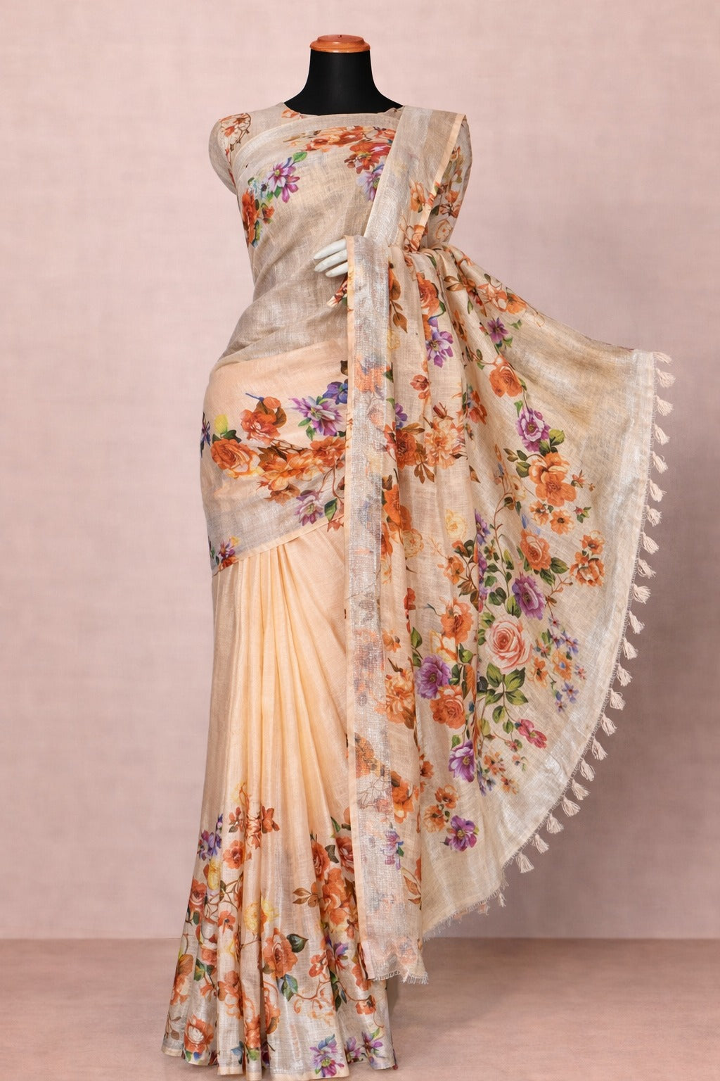 Floral Linen Saree