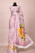 Pink Floral Linen Saree