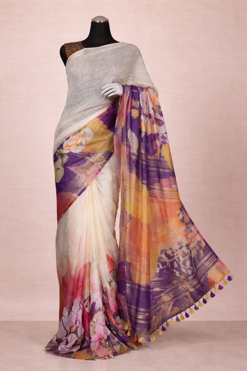 Floral Linen Saree