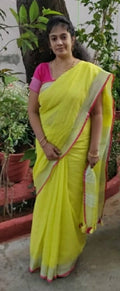 Yellow Linen Tissue Saree