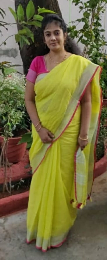 Yellow Linen Tissue Saree