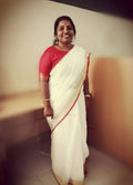 Plain White Linen Saree