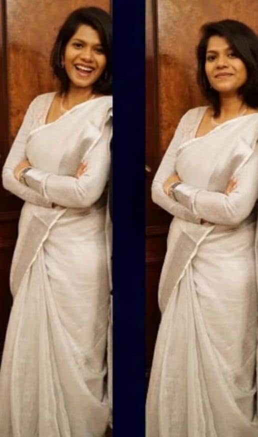 White Linen Tissue Saree