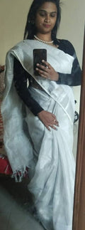 White Linen Tissue Saree